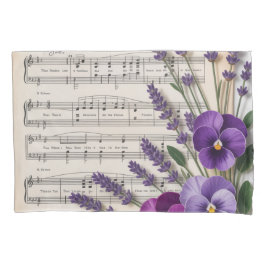 Funda De Cojín Vintage Music and Lavender Pansies Floral