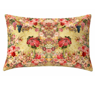 Funda De Cojín Vintage shabby chic roses and vase yellow