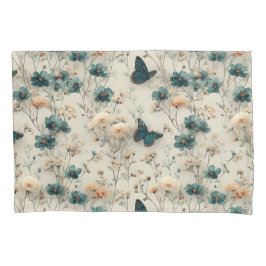 Funda De Cojín Vintage Spring Flowers and Butterflies