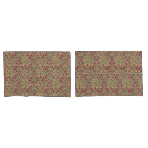 Funda De Cojín Vintage William Morris Rosa Flora de Aves Amarilla