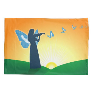 Funda De Cojín Violinista y mariposa