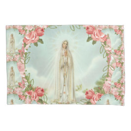 Funda De Cojín Virgen Fátima María Rosas Rosa Religiosas