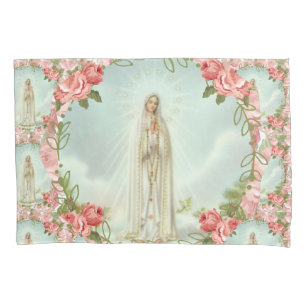 Funda De Cojín Virgen Fátima María Rosas Rosa Religiosas