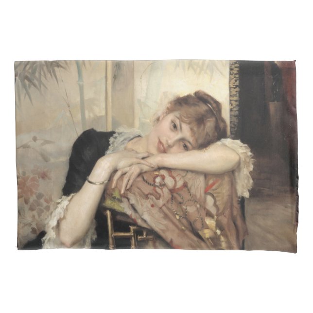 Funda De Cojín Virginie (La mujer parisina) (de Albert Edelfelt) (Anverso-izquierdo)