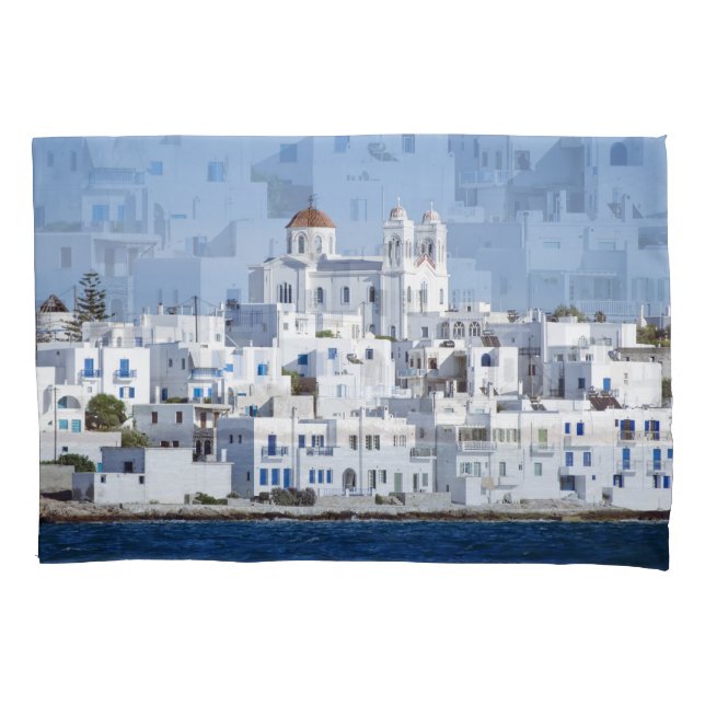Funda De Cojín Vista de la isla de Naoussa Village Paros (Anverso)