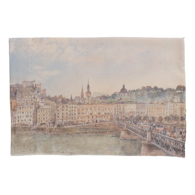 Funda De Cojín Vista de Salzburgo (por Rudolf von Alt) (Anverso)