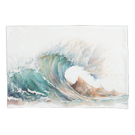 Funda De Cojín Wave oceánica acuarela