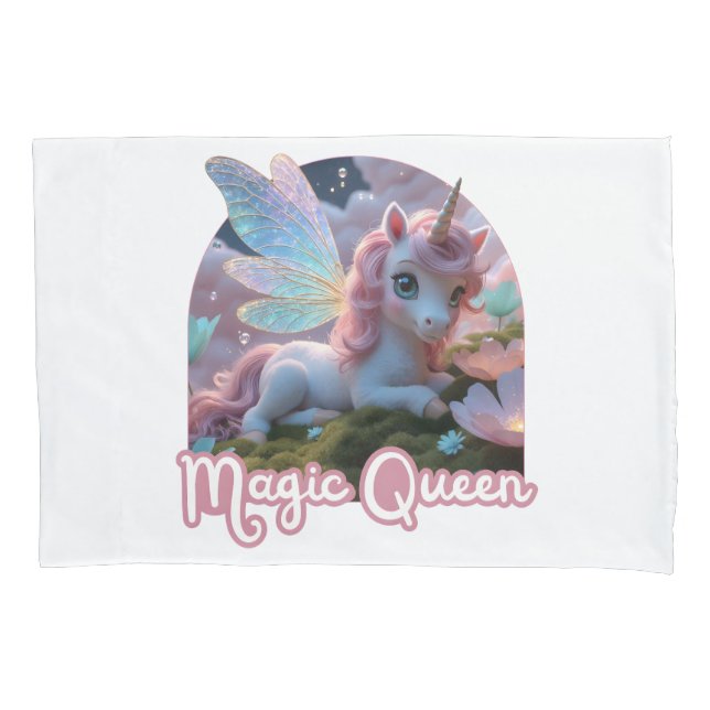 Funda De Cojín Weißes Einhorn mit Flügeln - Magic Queen (Anverso)