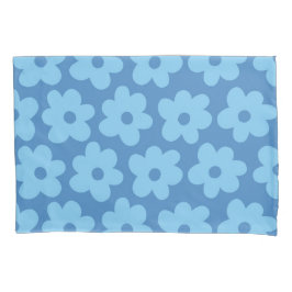 Funda De Cojín Whimsical Blue Floral Retro, Alegre, Preppy