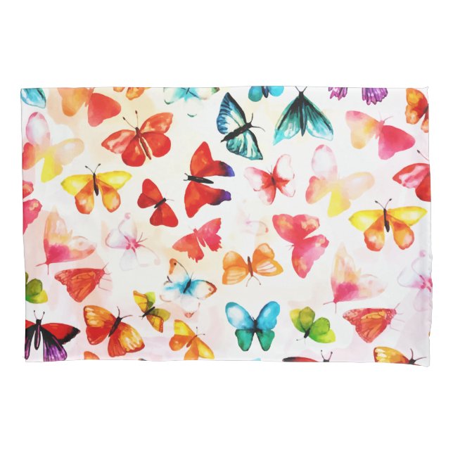 Funda De Cojín Whimsical Rainbow Forest Butfly acuarela (Anverso)
