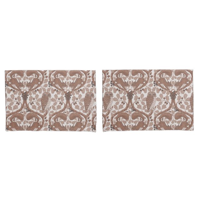 Funda De Cojín Whispers/Owls y Squirrels en roble/mo (Anverso - Set)