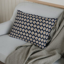 Funda De Cojín White Dahlia Floral Pattern on Black