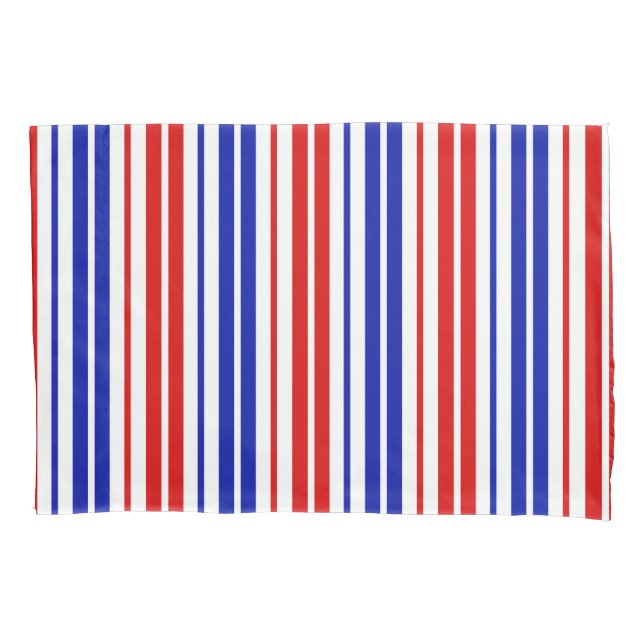 Funda De Cojín White Red Blue Stripes Pattern   (Anverso)