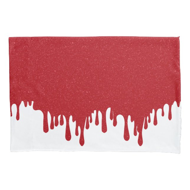 Funda De Cojín White & Tomato Red Drip Pillowcase – Customizable (Anverso)