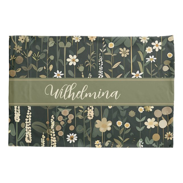 Funda De Cojín Wilhelmina Dark Daisy Floral (Reverso)