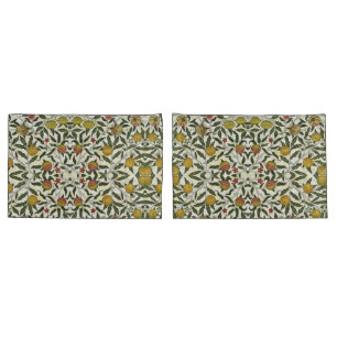 Funda De Cojín William Morris Hermosas Flores de Fruta Rojo