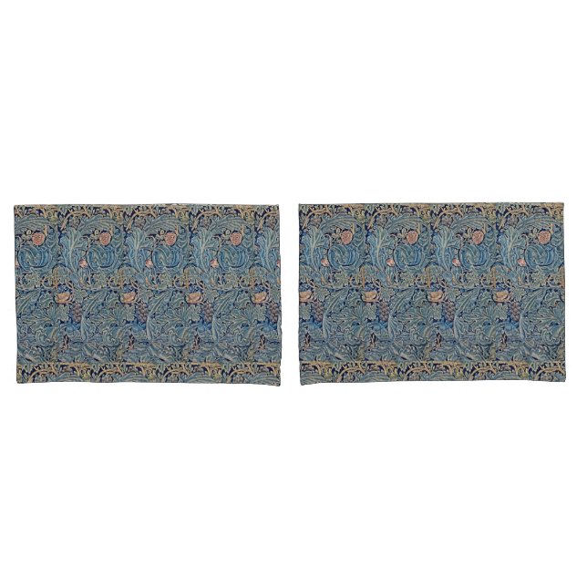 Funda De Cojín William Morris Hermoso Patrón Floral Rosa Azul (Anverso - Set)