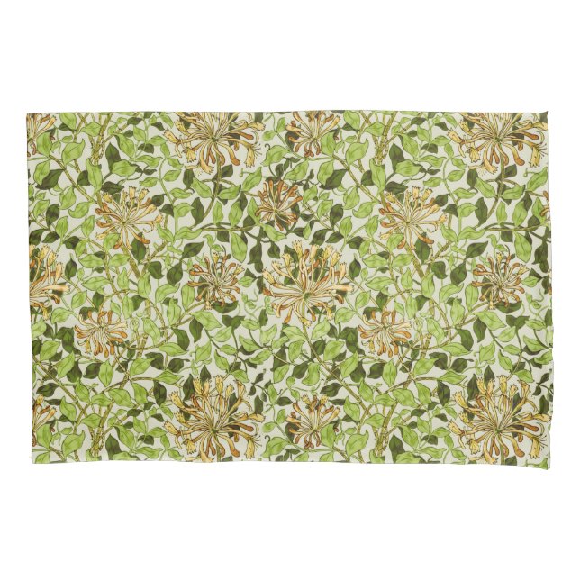 Funda De Cojín William Morris Honeysuckle Green Flowers (Anverso)