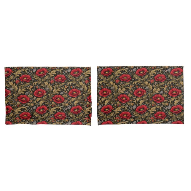 Funda De Cojín William Morris Inspired Pattern Red Poppy (Anverso - Set)