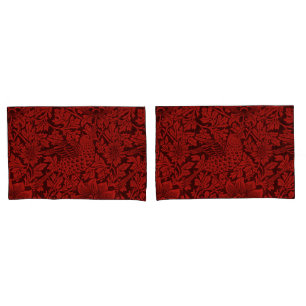 Funda De Cojín William Morris Vintage Flores Aves Rojas