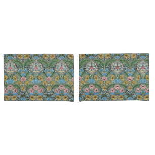 Funda De Cojín William Morris Vintage Myrtle Flores Amarillo Azul