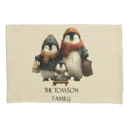 Funda De Cojín Winter Penguin Family Personalized Design
