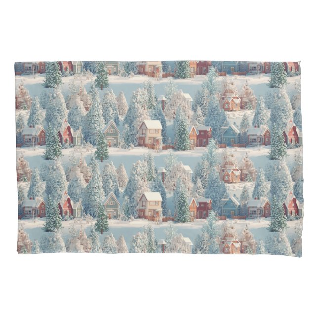 Funda De Cojín Winter Wonderland Voxel Art (Anverso)