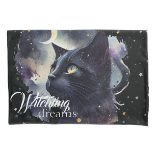 Funda De Cojín Witchams Dreams Black Cat and Stars