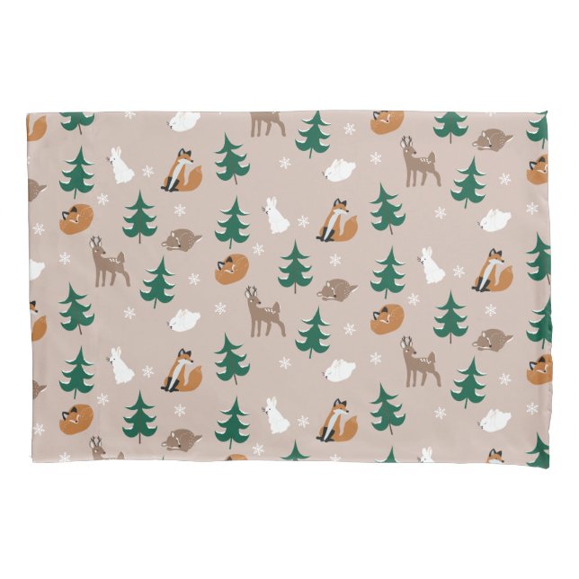 Funda De Cojín Woodland Animals Deer Fox Bunny Pattern Treys (Anverso)