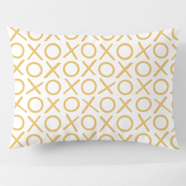 Funda De Cojín XOXO Abrazos y Besos Amarillo Blanco Patrón Modern (Subido por el creador)