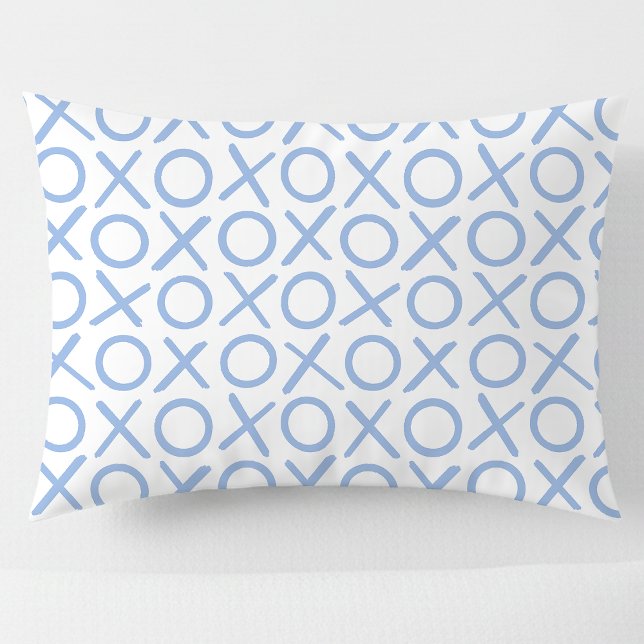 Funda De Cojín XOXO Abrazos y Besos Patrón Moderno Azul y Blanco (Subido por el creador)
