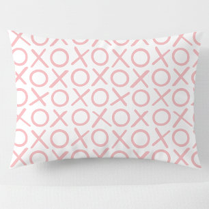 Funda De Cojín XOXO Abrazos y Besos Rosa Pastel Blanco Moderno