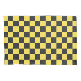 Funda De Cojín Yellow and black checkerboard pattern