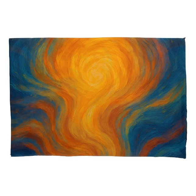 Funda De Cojín yellow and blue swirl sun energy abstract (Anverso)