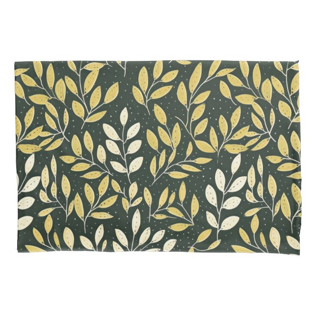 Funda De Cojín Yellow and Cream Leafy Branches Pattern  (Anverso-izquierdo)