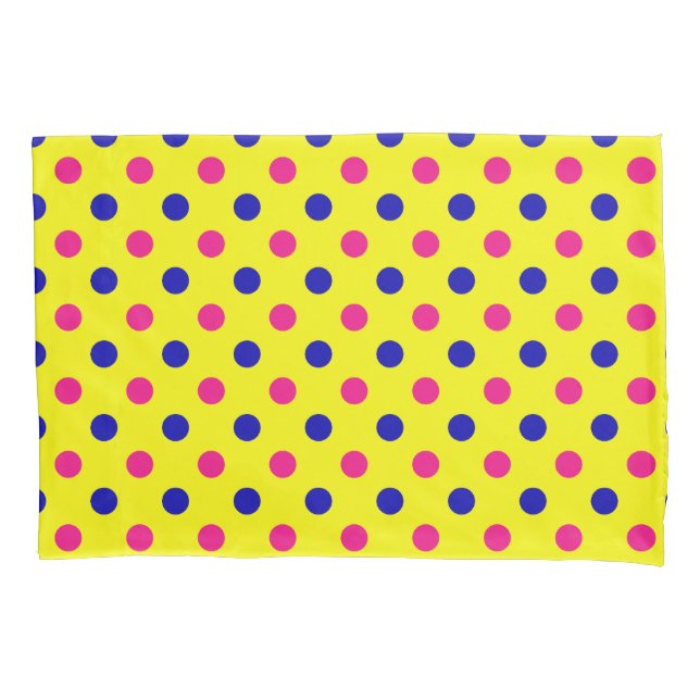 Funda De Cojín Yellow Pink Blue Polka Dot Pattern (Anverso)