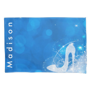 Funda De Cojín Zapatilla Azul de Cenicienta Brillante Personaliza