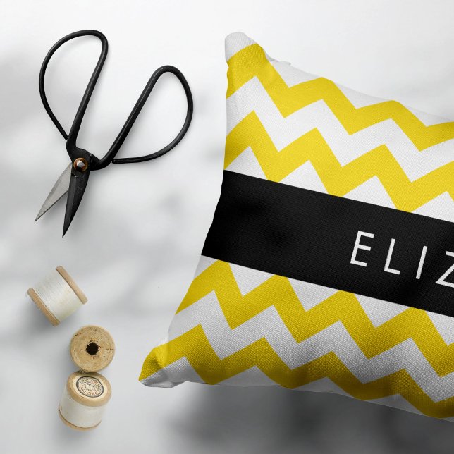 Funda De Cojín Zigzag Amarillo, Chevron Amarillo, Tu Nombre (Subido por el creador)