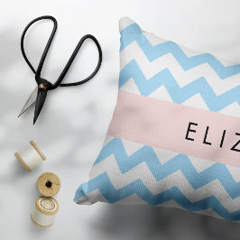 Funda De Cojín Zigzag Azul, Chevron Azul, Patrón De Ondas, Su Nom