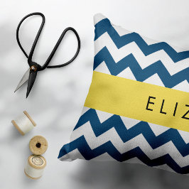 Funda De Cojín Zigzag azul de la marina, protector azul de la mar
