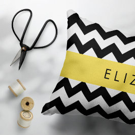 Funda De Cojín Zigzag negro y blanco, patrón de cheurón, nombre