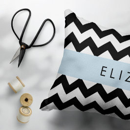 Funda De Cojín Zigzag negro y blanco, patrón de cheurón, nombre