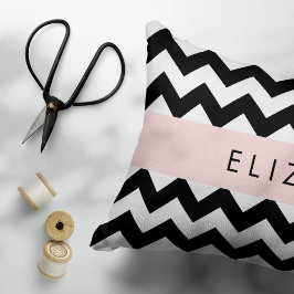 Funda De Cojín Zigzag negro y blanco, patrón de cheurón, nombre