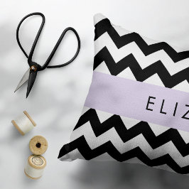 Funda De Cojín Zigzag negro y blanco, patrón de cheurón, nombre