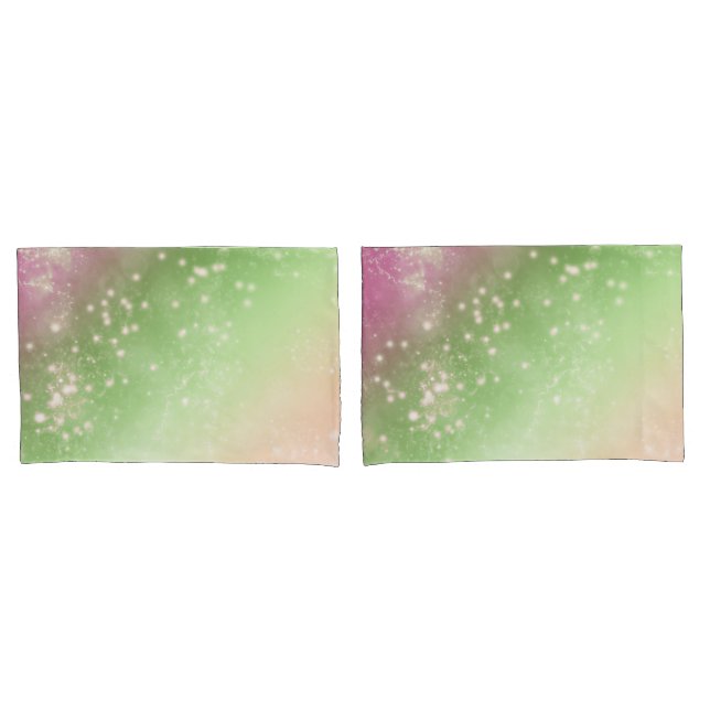 Funda De Cojín Zodiac : Diseño de espacio rosa y verde (Anverso - Set)