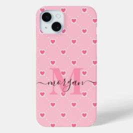 Funda de corazón rosado personalizado con monogram
