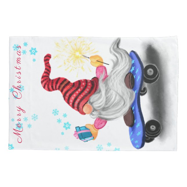 Funda de  de almohadas de los Navidades de patinaj (Reverso)