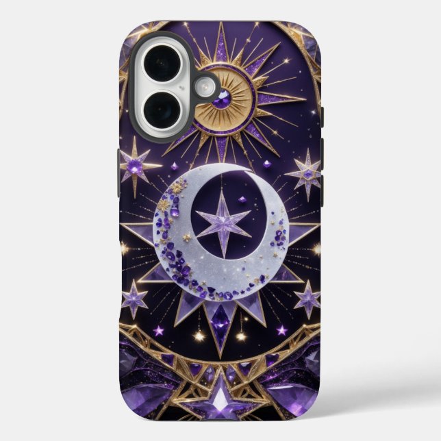 Funda de diseño de oro y violeta celeste encantado (Reverso )