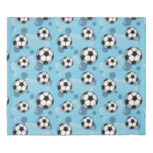 Balón de fútbol y patrón azul de gol