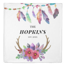 Coloridas plumas de boho y familia de Personalizad